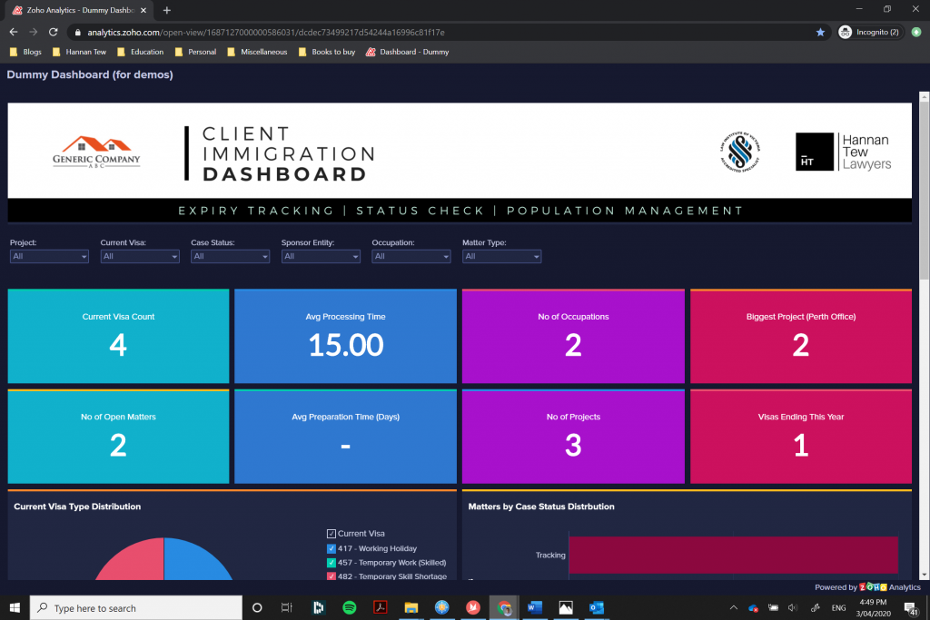 Immigration client dashboard